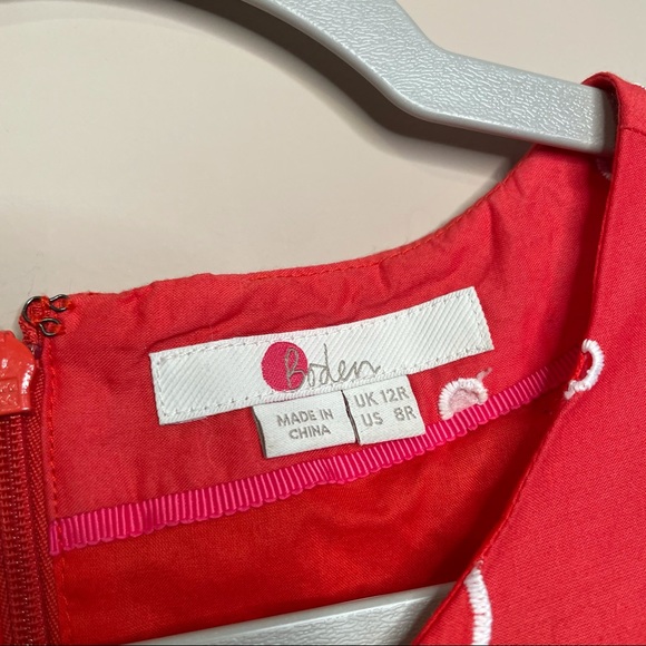 Boden Lucinda Broderie Eyelet Coral Red cotton midi dress size 8 Regular - Picture 5 of 8